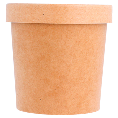 RÉCIPIENTS + COUVERCLES 360 ML - 12 oz 300 + 18 PE G/M2 Ø 9/7,3x8,6 CM NATUREL KRAFT (250 UNITÉ) – Image 2