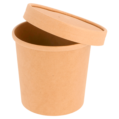 RÉCIPIENTS + COUVERCLES 360 ML - 12 oz 300 + 18 PE G/M2 Ø 9/7,3x8,6 CM NATUREL KRAFT (250 UNITÉ) – Image 4