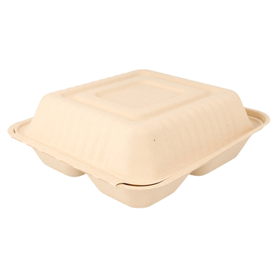 COQUILLES "M" 3 COMPART. 'BIONIC'  20x20x7,5 CM NATUREL BAGASSE (200 UNITÉ) – Image 2
