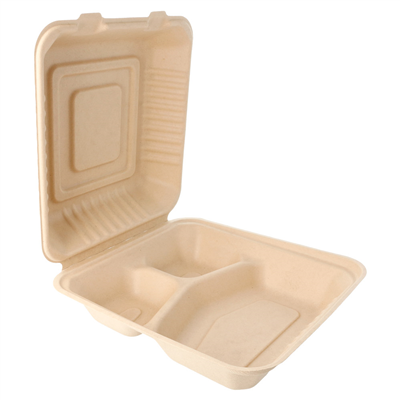 COQUILLES "M" 3 COMPART. 'BIONIC'  20x20x7,5 CM NATUREL BAGASSE (200 UNITÉ) – Image 3