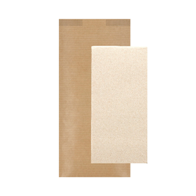 SERVIETTES RECYCLÉES EMB. 'D.POINT' 40x32 CM 'JUST IN TIME CLOSED' 40 + 10PE G/M2 11x25 CM NATUREL KRAFT VERGÉ (300 UNITÉ)