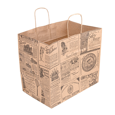 SACS SOS AVEC ANSES "TRAITEUR" 'TIMES' 90 G/M2 32+21x28,5 CM NATUREL KRAFT (250 UNITÉ)
