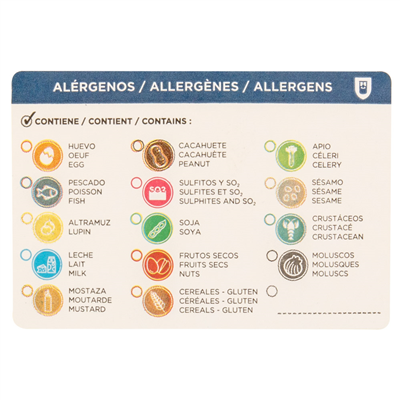 ÉTIQUETTES ADHESIVES ALLERGÈNES   7,5x5 CM PAPIER (500 UNITÉ)