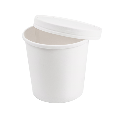 RÉCIPIENTS + COUVERCLES 780 ML - 26 oz 330 + 18 PE G/M2 Ø11,7/9,2x11 CM BLANC CARTON (250 UNITÉ) – Image 4