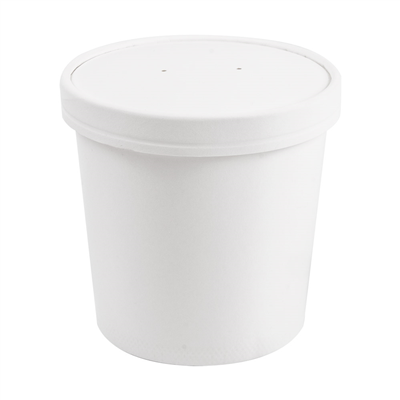 RÉCIPIENTS + COUVERCLES 780 ML - 26 oz 330 + 18 PE G/M2 Ø11,7/9,2x11 CM BLANC CARTON (250 UNITÉ)