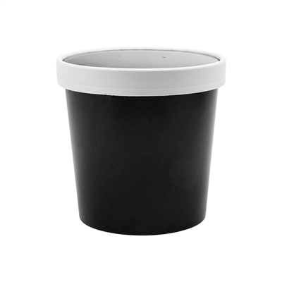 RÉCIPIENTS + COUVERCLES 780 ML - 26 oz 330 + 18 PE G/M2 Ø11,7/9,2x11 CM NOIR CARTON (250 UNITÉ) – Image 2