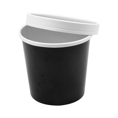 RÉCIPIENTS + COUVERCLES 780 ML - 26 oz 330 + 18 PE G/M2 Ø11,7/9,2x11 CM NOIR CARTON (250 UNITÉ) – Image 4