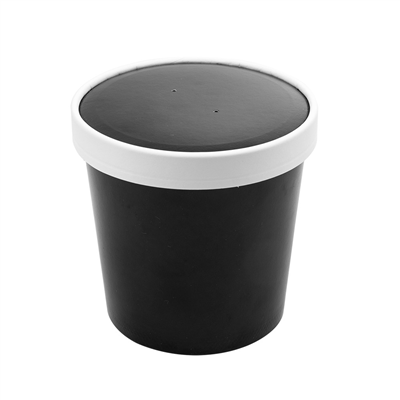 RÉCIPIENTS + COUVERCLES 780 ML - 26 oz 330 + 18 PE G/M2 Ø11,7/9,2x11 CM NOIR CARTON (250 UNITÉ)