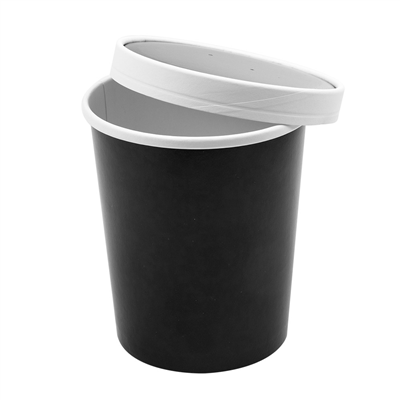 RÉCIPIENTS + COUVERCLES 960 ML - 32 oz 330 + 18 PE G/M2 Ø11,7/9,2x13,5 CM NOIR CARTON (250 UNITÉ) – Image 4