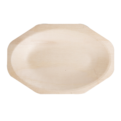 PLATEAUX OCTOGONALES 'WOOD'  20x13x2,5 CM NATUREL BOIS (50 UNITÉ) – Image 3