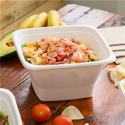 BOLS CARRÉS 'BIONIC' 1,2 L 18x18x9 CM BLANC BAGASSE (400 UNITÉ) – Image 4