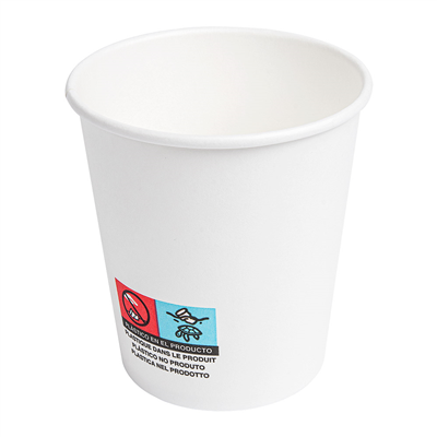 GOBELETS BOISSONS CHAUDES 1 PAROI 180 ML 260 + 18 PE G/M2 Ø7,2/5,3x7,8 CM BLANC CARTON (1000 UNITÉ)