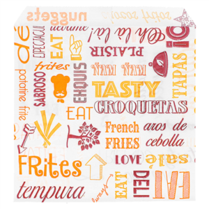 SACHET POUR FRITURES PFAS FREE 'PAROLE' 35 G/M2 12x12 CM BLANC PARCH.INGRAISSABLE (1000 UNITÉ)