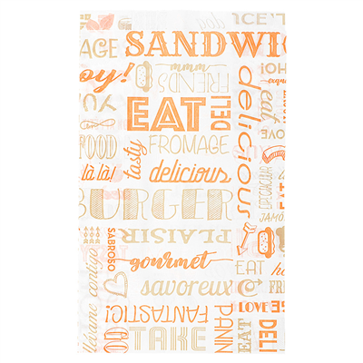 POCHETTES HAMBURGERS PFAS FREE 'PAROLE' 35 G/M2 14+7x22 CM ORANGE PARCH.INGRAISSABLE (500 UNITÉ)