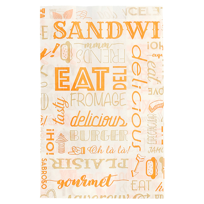 POCHETTES HAMBURGERS PFAS FREE 'PAROLE' 32 G/M2 12+7x18 CM ORANGE PARCH.INGRAISSABLE (500 UNITÉ)
