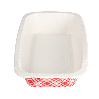 BARQUETTES THERMO FIXANTES GN1/4 'VICHY' 1450 ML 430 G/M2 + 25G/M2 PET 26,3x16x5,5 CM BLANC CARTON (360 UNITÉ) – Image 3