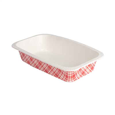 BARQUETTES THERMO FIXANTES GN1/4 'VICHY' 1450 ML 430 G/M2 + 25G/M2 PET 26,3x16x5,5 CM BLANC CARTON (360 UNITÉ)