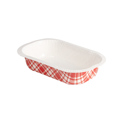 BARQUETTES THERMO FIXANTES 'VICHY' 325 ML 390 G/M2 + 25G/M2 PET 16x10x3,5 CM BLANC CARTON (1000 UNITÉ)