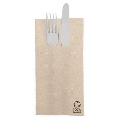 SERVIETTES KANGOUROU 'ECOLABEL - DOUBLE POINT' 19 G/M2 39x40 CM NATUREL OUATE RECYCLÉE (1400 UNITÉ)