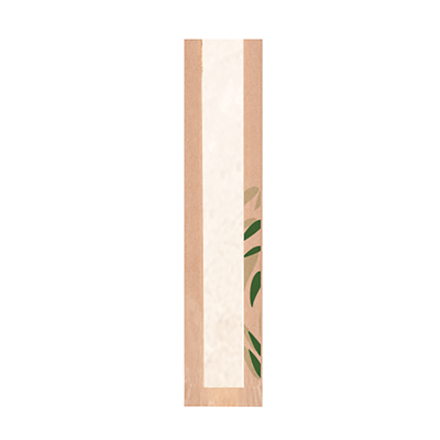 SACS À PAIN ÉCO AVEC FENÊTRE 'FEEL GREEN' 32 G/M2 9+4x35 CM NATUREL KRAFT (250 UNITÉ)