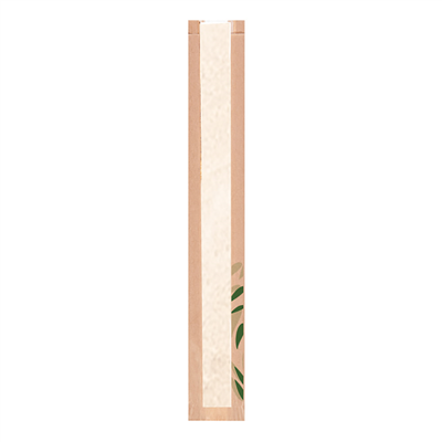 SACHETS PAIN ROND AVEC FENÊTRE ECO 'FEEL GREEN' 32 G/M2 9+6x60 CM NATUREL KRAFT (250 UNITÉ)