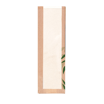 SACHETS PAIN ROND AVEC FENÊTRE ECO 'FEEL GREEN' 32 G/M2 14+4x60 CM NATUREL KRAFT (250 UNITÉ)