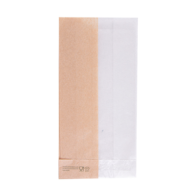 SACHETS POUR SANDWICHES AVEC FENÊTRE ECO 'CORNER WINDOW' 38 G/M2 9+5,5x18 CM NATUREL PARCH.INGRAISSABLE (250 UNITÉ) – Image 2