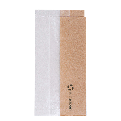 SACHETS POUR SANDWICHES AVEC FENÊTRE ECO 'CORNER WINDOW' 38 G/M2 9+5,5x18 CM NATUREL PARCH.INGRAISSABLE (250 UNITÉ)