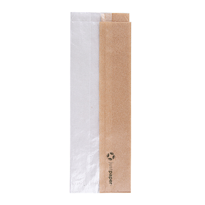 SACHETS POUR SANDWICHES AVEC FENÊTRE ECO 'CORNER WINDOW' 40 G/M2 9+5,5x26 CM NATUREL PARCH.INGRAISSABLE (250 UNITÉ)