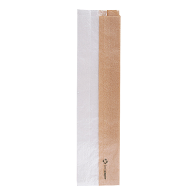 SACHETS POUR SANDWICHES AVEC FENÊTRE ECO 'CORNER WINDOW' 40 G/M2 9+5,5x38 CM NATUREL PARCH.INGRAISSABLE (250 UNITÉ)