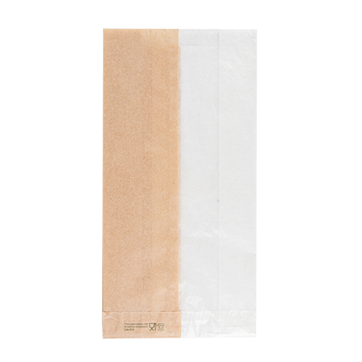 SACHETS POUR SANDWICHES AVEC FENÊTRE ECO 'CORNER WINDOW' 38 G/M2 12+6x23 CM NATUREL PARCH.INGRAISSABLE (250 UNITÉ) – Image 2
