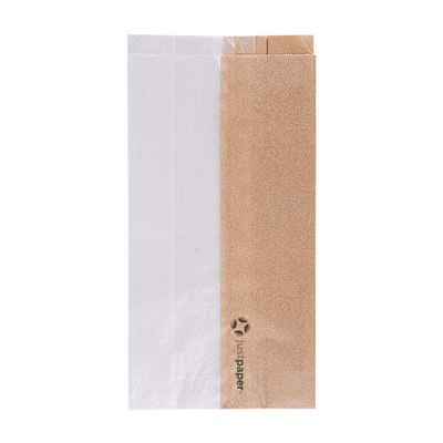 SACHETS POUR SANDWICHES AVEC FENÊTRE ECO 'CORNER WINDOW' 38 G/M2 12+6x23 CM NATUREL PARCH.INGRAISSABLE (250 UNITÉ)
