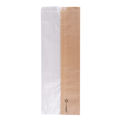 SACHETS POUR SANDWICHES AVEC FENÊTRE ECO 'CORNER WINDOW' 40 G/M2 14+8x38 CM NATUREL PARCH.INGRAISSABLE (250 UNITÉ)