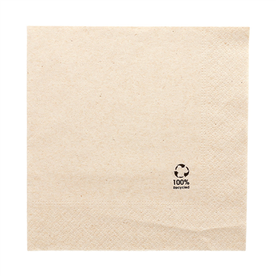 SERVIETTES ECOLABEL 2 PLIS  18 G/M2 30x30 CM NATUREL OUATE RECYCLÉE (2400 UNITÉ)