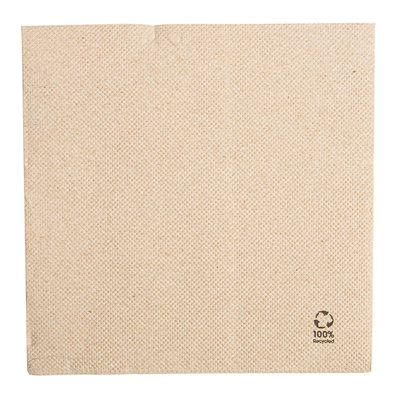 SERVIETTES ECOLABEL 'DOUBLE POINT' 19 G/M2 30x30 CM NATUREL OUATE RECYCLÉE (1800 UNITÉ)