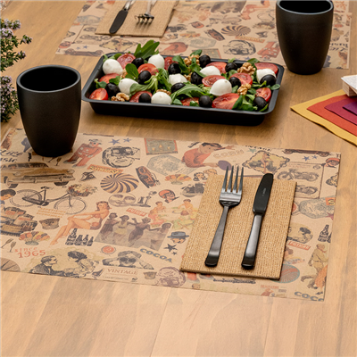 SETS DE TABLE OFFSET 'VINTAGE' 70 G/M2 30x42 CM QUADRICHROMIE KRAFT (2000 UNITÉ) – Image 3