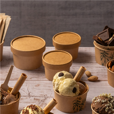 COUVERCLES POTS À GLACES 300 ML 280 + 18 PE G/M2 Ø10 CM MARRON CARTON (1000 UNITÉ) – Image 2