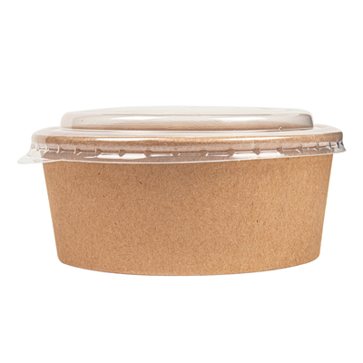 COMBO SALADIERS + COUVERCLES PET 750 ML - 25 oz 300 + 18 PE G/M2 Ø15/12,8x6 CM NATUREL KRAFT (200 UNITÉ) – Image 2
