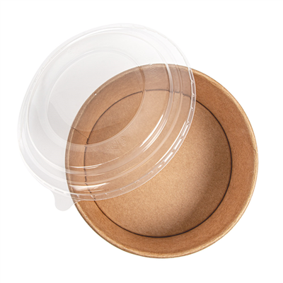 COMBO SALADIERS + COUVERCLES PET 750 ML - 25 oz 300 + 18 PE G/M2 Ø15/12,8x6 CM NATUREL KRAFT (200 UNITÉ) – Image 3