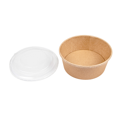 COMBO SALADIERS + COUVERCLES PET 750 ML - 25 oz 300 + 18 PE G/M2 Ø15/12,8x6 CM NATUREL KRAFT (200 UNITÉ) – Image 4