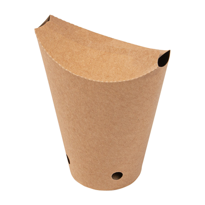 GOBELETS À FRITES AVEC FERMETURE 12 OZ - 360 ML 200 + 25PE G/M2 6,7x12,5 CM MARRON CARTON (2500 UNITÉ)