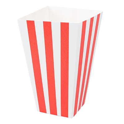 RECIPIENTS POP-CORNS 'THEPACK STRIPES' 3 L 230 G/M2 9x14x23 CM BLANC CARTON ONDULÉ NANO-MICRO (600 UNITÉ)