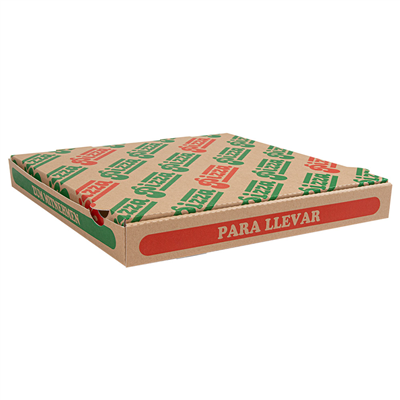 BOÎTES PIZZA 'THEPACK' 330 G/M2 32x32x3,8 CM NATUREL CARTON ONDULÉ MICROCANAL (100 UNITÉ)