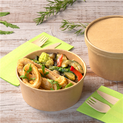 POTS SALADIERS 750 ML 320 + 18 PE G/M2 Ø 14,5/12,5x7 CM NATUREL KRAFT (500 UNITÉ) – Image 2
