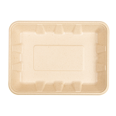 PLATEAUX 'BIONIC' 700 ML 23,7x17,3x3 CM NATUREL BAGASSE (400 UNITÉ) – Image 3