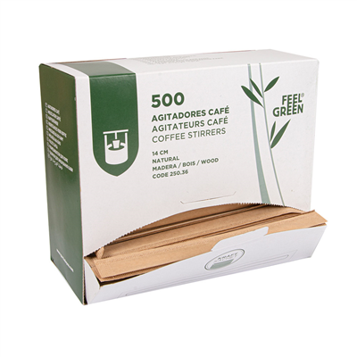 AGITATEURS CAFÉ EN SACHET KRAFT 'WOOD' 0,6x14x0,1 CM NATUREL BOIS (500 UNITÉ) – Image 4