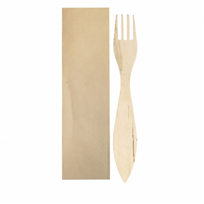 FOURCHETTES ANGULAS SOUS SACHETS KRAFT 'WOOD'  15 CM NATUREL BOIS (100 UNITÉ)