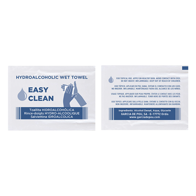 RINCE-DOIGTS HYDROALCOOLIQUES 'EASY CLEAN'  6x8 CM BLANC CELLULOSE (1500 UNITÉ) – Image 2