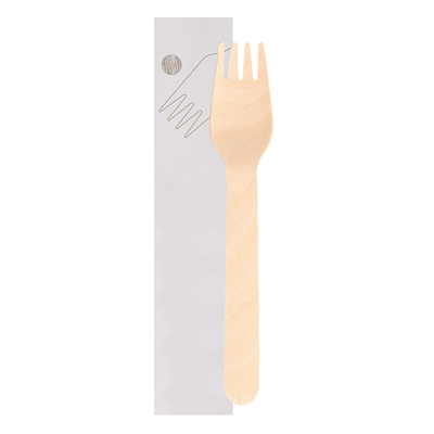 FOURCHETTES SACHET 'WOOD' MAKAN  15,5 CM NATUREL BOIS (100 UNITÉ)