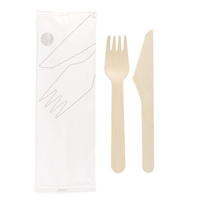 SET 2/1 FOURCHETTE, COUTEAU 'WOOD' MAKAN  16 CM NATUREL BOIS (100 UNITÉ) – Image 4